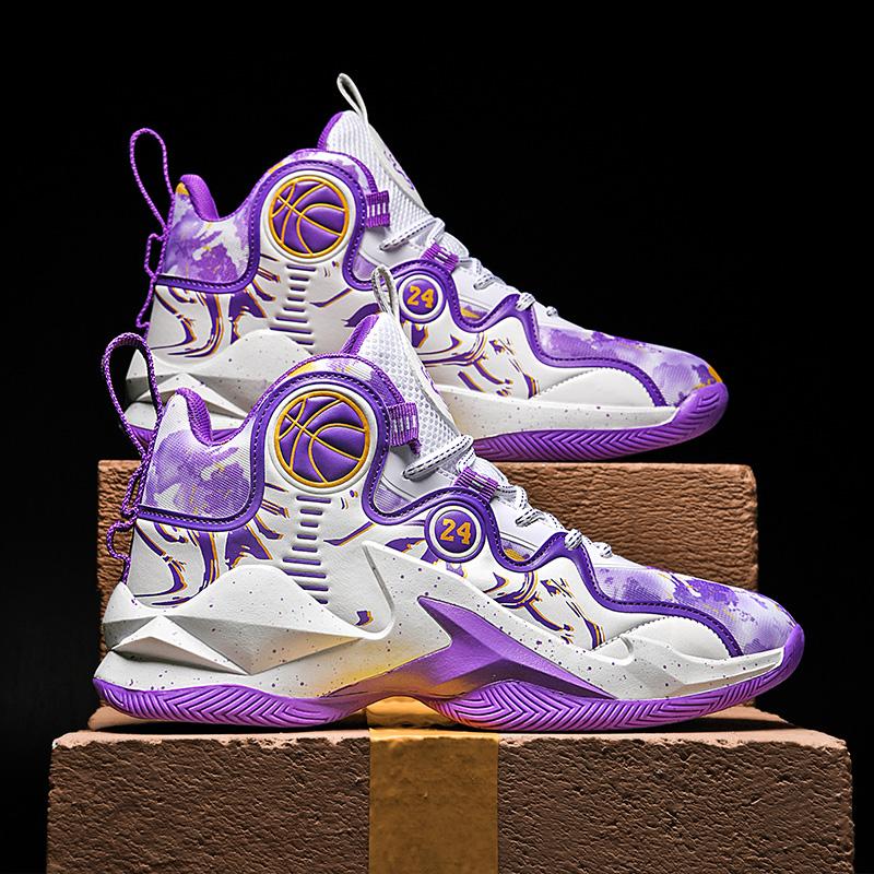 Men's official genuine basketball shoes, high-top sports shoes for spring and summer, suitable for students, wear-resistant, anti-slip, shock-absorbing, breathable basketball shoes.