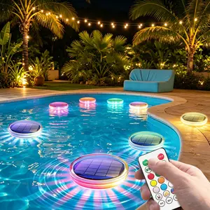 Solar Floating Pool Light, Underwater LED Light, Waterproof Color Changing Floating Pool Light with Remote Control, Solar Pool Decor Lights for Inground&Above Ground Pools, Hot Tub, Garden, Patio & Pool Party Decor, Waterproof Garden Light, Pool Accessory