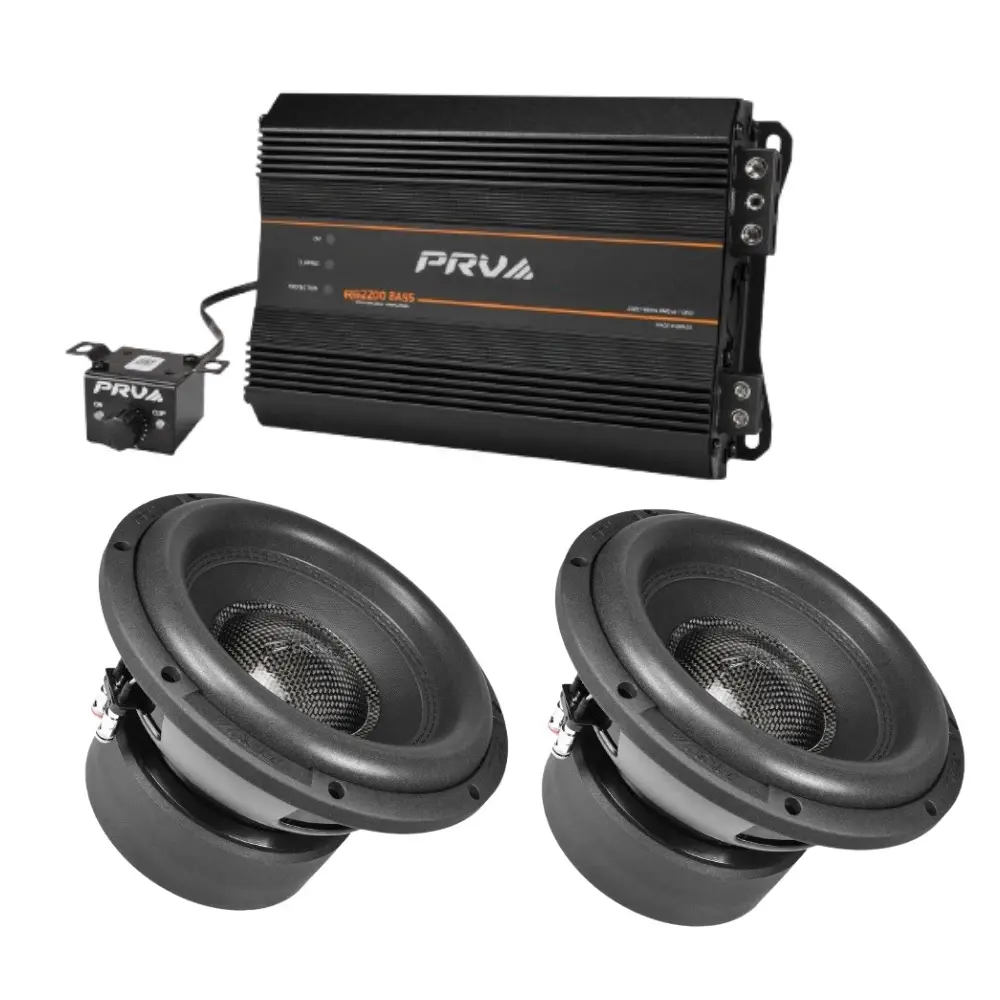 PRV Audio Bundle 2x RS10SUBD4 10" RS Series Car Subwoofer 1x RS2200BASS 1 Ohm RS Series Monoblock Bass Amplifier 2200W RMS