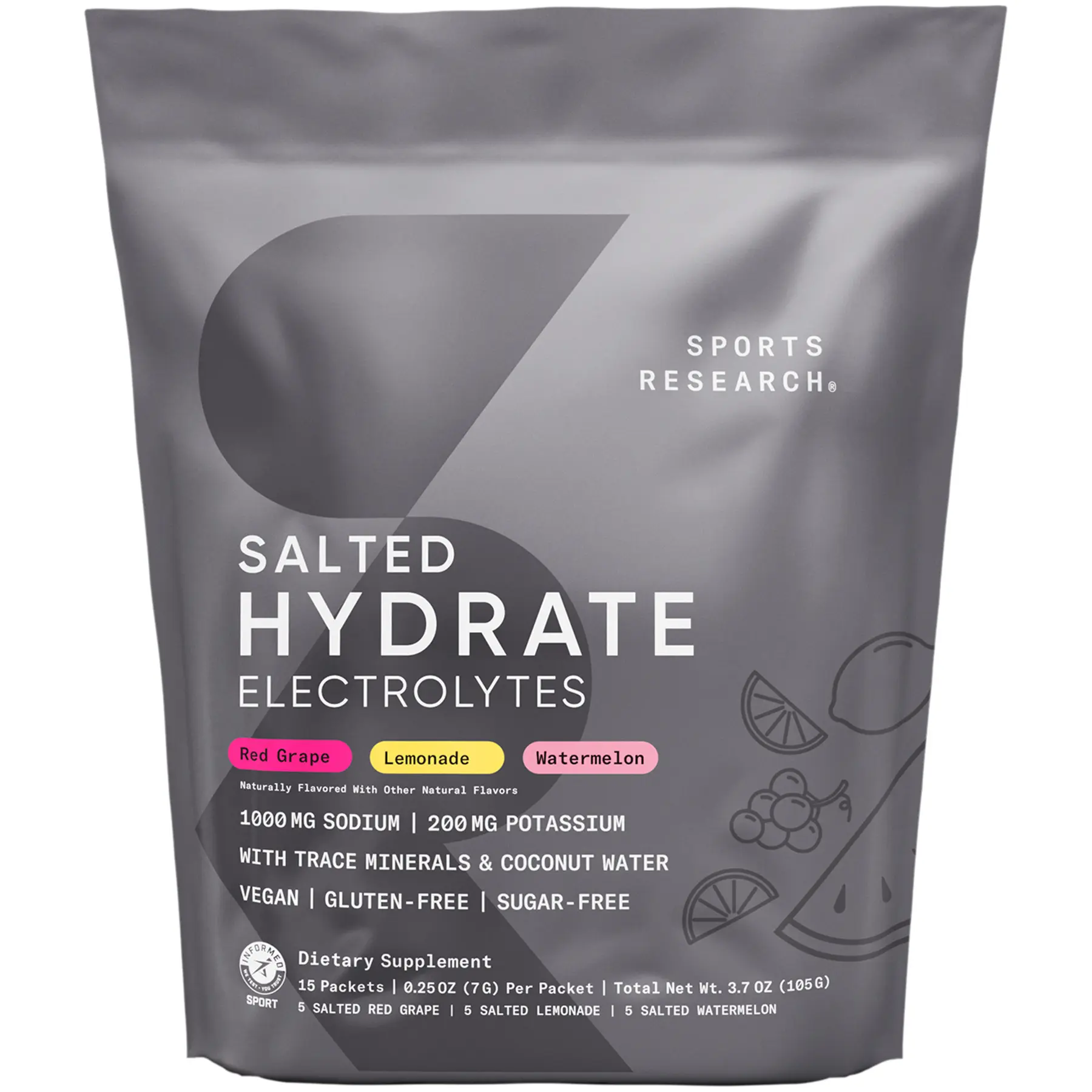 Sports Research® Salted Hydrate Electrolytes, 15 Variety Packets Sports Research® Salted Hydrate Electrolytes, 15 Variety Packets