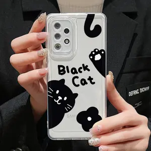 Shockproof Phone Case For Samsung Galaxy S25 Ultra Funda S24 Plus S23 S22 S2S S20 FE Transparent Soft Silicon Cat Cover Coque