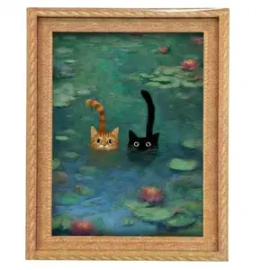 Funny Cat Art Fridge Magnet - Vintage Oil Painting Style - Cute Kitchen Decor & Stocking Stuffer Idea summerwins