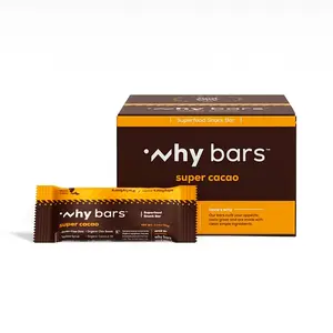 Why Bars Super Cacao Plant-Based Superfood Snack Bar 12-pk Clean Energy Slow-Burn Carbs Healthy Fats Fiber Gluten-Free Dairy-Free Soy-Free Snack Bars