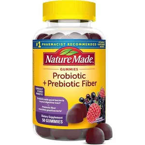 Nature Made Probiotic + Prebiotic Fiber Gummies for Daily Gut Health, Fiber Supplement with Probiotics for Digestive Health Support, 50 Gummies, 25 Day Supply