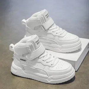 2026 Kids’ high-top comfortable shock-absorbing athletic shoes—fashionable and versatile, with a hook-and-loop closure design; stylish skate/casual shoes for students