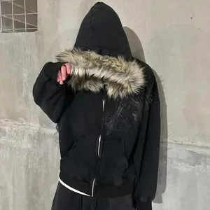 Street vintage warm cardigan  hoodie men winter fashion fur collar hat hoodie Street skull print zipper sweatshirt k dot shirt comic book shirt tank vest colorblock patchwork graphic clothing gift  for  all Men's Solid Color Short  Tee daily Loose  Loose