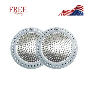 2PCS Shower Drain Hair Catcher, Stainless Steel with Silicone Edging, 4.75 Inch Diameter