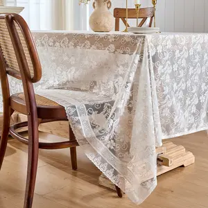 Lace Tablecloth, 1 Count Rustic Style Tablecloth, Table Decoration Supplies for Home Kitchen Dining Room, Picnic Table Cover