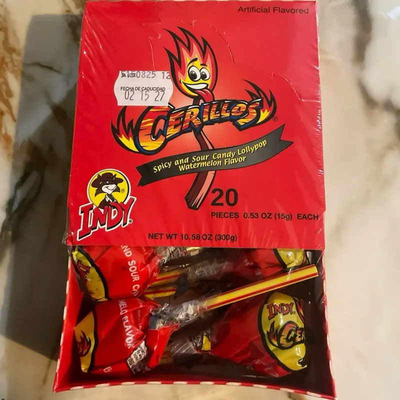Cerillos Indy spicy & sour watermelon lollipop