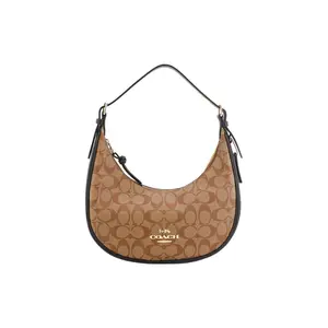 Coach Bailey 27 Crossbody Bag for Women, Vintage Print Logo, Pebbled Leather and Coated Canvas, Brown