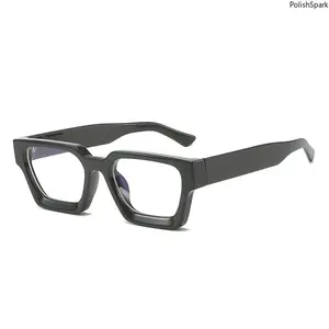Thick Square Blue Light Blocking Glasses, Retro Chunky Frame Anti Eyestrain Computer Glasses for Men Women summervibes