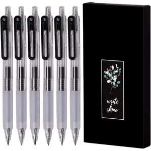 Ultra Fine Point Pens 0.38mm Retractable Gel Pens for Journaling, Planner, Note Taking, Quick Dry Black Ink, Refillable, 6 Count