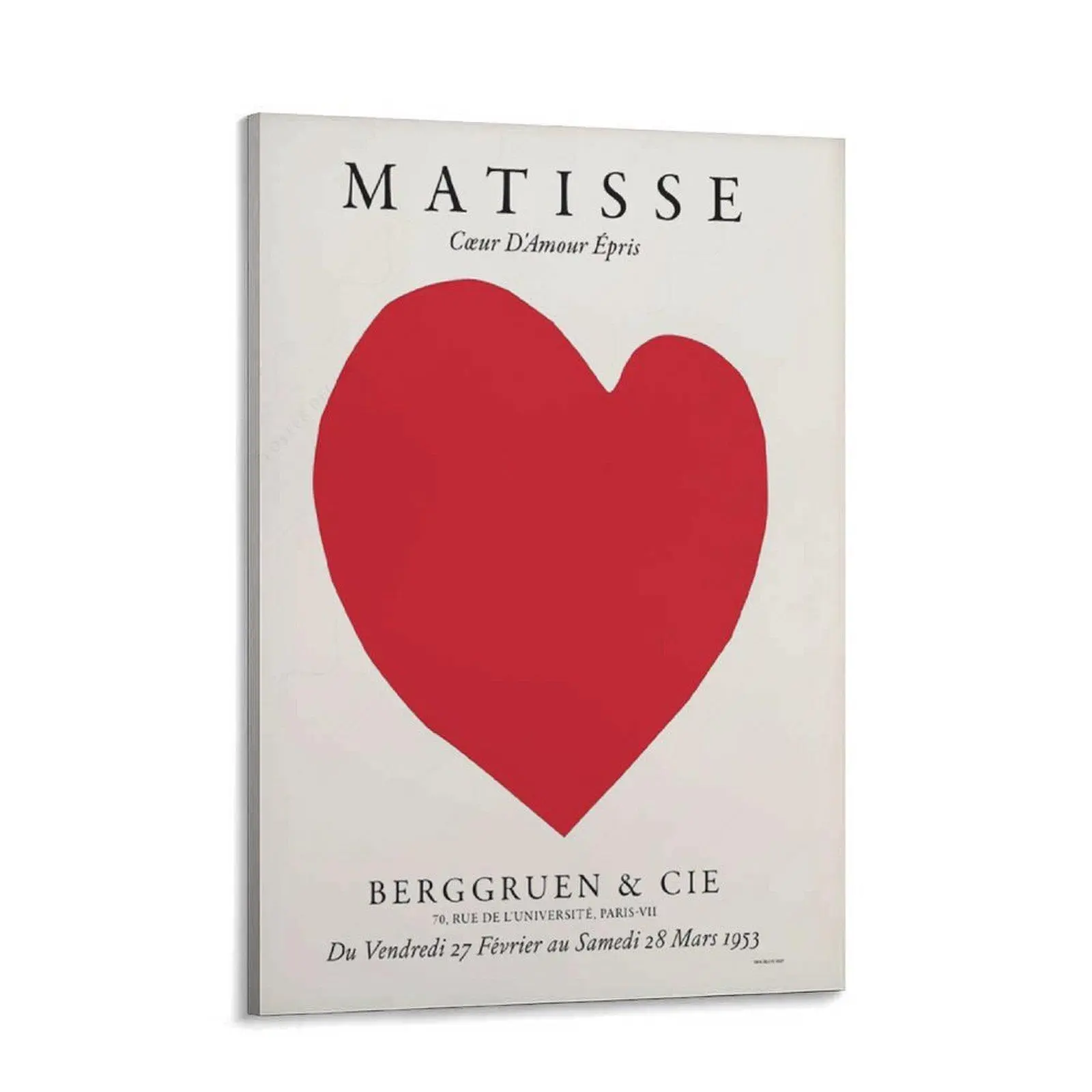 Henri Matisse Red Heart Print Minimalist Wall Art Poster, Home Decor Painting for Gaming Room, Ideal Room Decor Gift