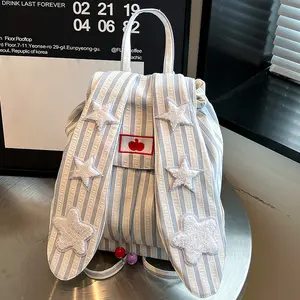 Cute Bunny Ears Star Backpack, Casual Versatile Student Backpack, Daily Outing Large Capacity Commuter Bag