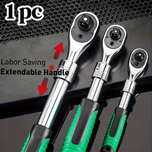1/4 Inch Drive Socket Ratchet Set Extendable Handle Wrench Quick-Release Reversible Gear Torque Spanner Mechanical Tools, Ratchet Handle Wrench 72-Tooth Quick-Release Reversible