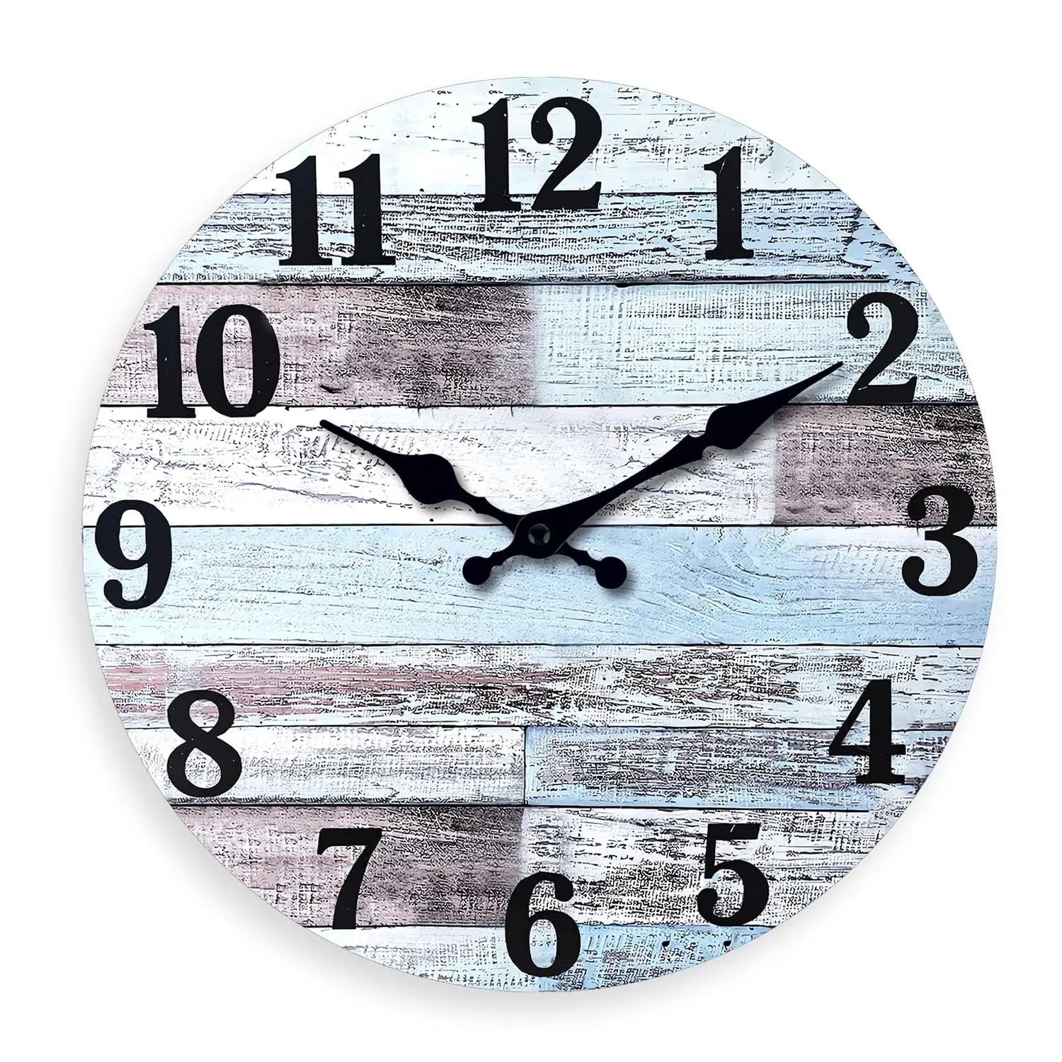 10 Inch Wood Farmhouse Clock for Bedroom Battery Powered Clock for Wall Quiet Wall Clock No Ticking(No Solid Wood, It is with MDF Material)