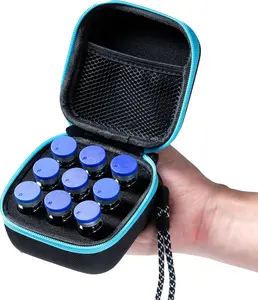 9 Vials Holder, Insulin Peptide Vial Case for Fridge, with Hand Strap, Fits 5Ml 10Ml Vial for Peptide, GLP-1 and Insulin Storage, Not Fit Tall 10Ml Vial,Black and Blue Zipper Moyite