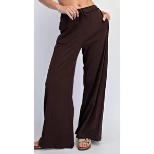 Cotton slub lounge wide pant