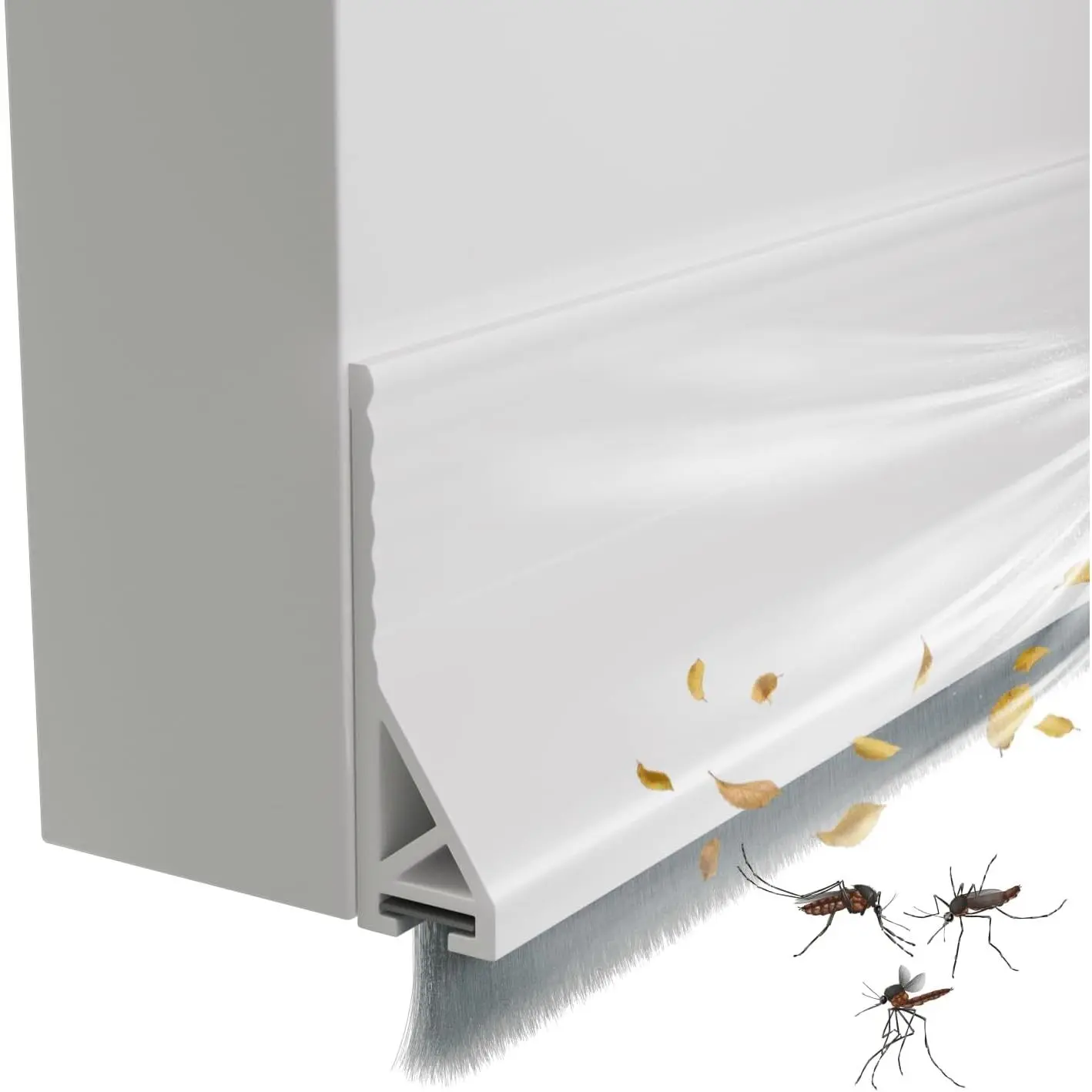 39" Door Draft Stopper for Bottom of Door with Brush, Adhesive Under Door Sweep for Exterior & Interior,Soundproof Door Gap Filler Bottom Seal Dust Blocker and Noise Stopper,White