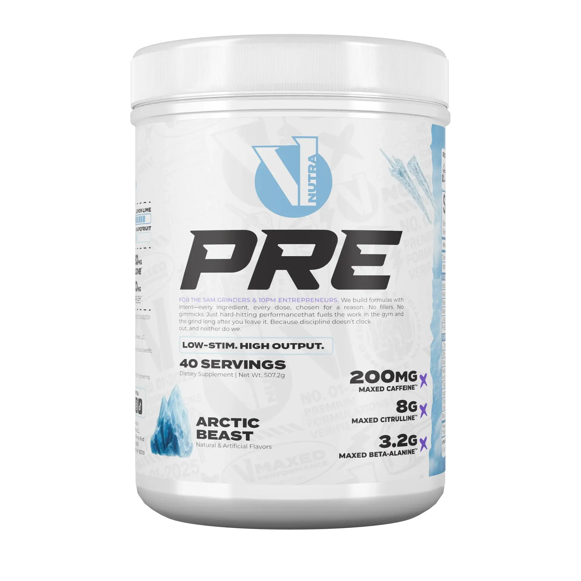 V1 Nutra V1 PRE Pre-Workout Edible Fitness Supplement Powder - 40 Servings, Arctic Beast Cantaloupe Melon Flavor, Maxed Beta-Alanine, High Pump, Smooth Focus, Moderate Caffeine, Energy Boosters, Daily Performance Option, Fitness Goal Dietary Support