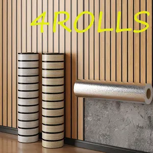 4 Rolls Self-Adhesive Wood Grain Wall Panels, 3D Wallpaper, Striped Pattern, Thick, Easy DIY, Cuttable, Home Decor, Peel and Stick