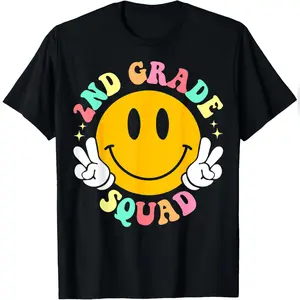 2nd Grade Squad Second Grade Teacher Team Back To School Men Women Girls T-Shirt Comfy Everyday T-Shirt