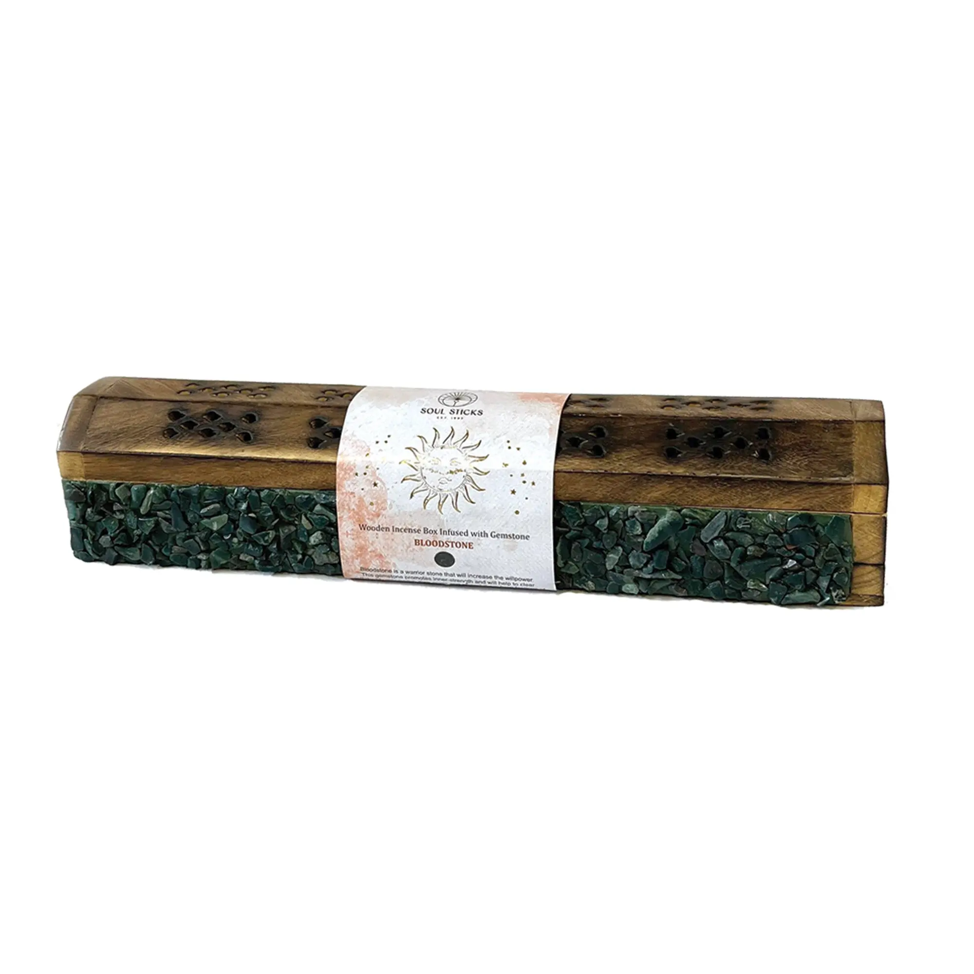 Wooden Incense Coffin Box - Bloodstone, 12 Inch