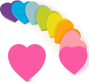 Heart Sticky Notes 3x3 in, Pads, Super Cute Bright Color Strong Adhesive Post, Clean Removal