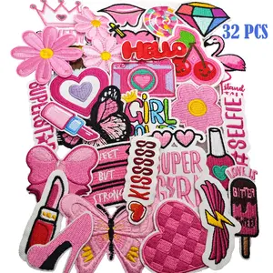 Vibrant Embroidered Patch Set, 32pcs Sew Iron-On Appliques, Floral Embroidery Appliques for DIY Crafts, Perfect for Clothes, Dresses, Hats & Jeans Decoration