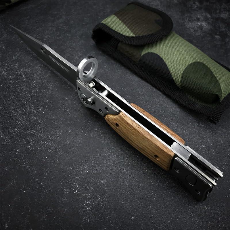 N690 Steel AK47 EDC Folding Knife – Sharp, Durable Pocket Knife with Wooden Handle, Compact Outdoor Tool for Camping, Hunting, Hiking & Everyday Carry – Great Gift Choice for Men Survival Gear