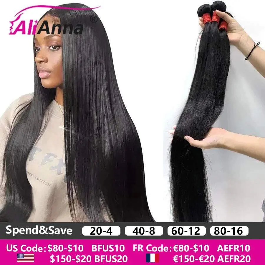 10A 36 38 40 Inch Human Hair Bundles Brazilian Hair Weave Bundles Straight Human Hair Bundles 30 Inch Bundles Hair Extensions