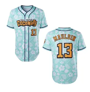 Coconuts Mauldin 13 baseball Jersey - Mint Loose Fit Baseball Jersey with Moisture-Wicking Fabric and Full Button Down Closures for Athletes