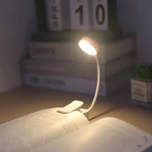 LED Clip-On Book Light, Three Color Temperatures, Adjustable Brightness, Mini Portable Bedside Reading Lamp, Battery Not Included