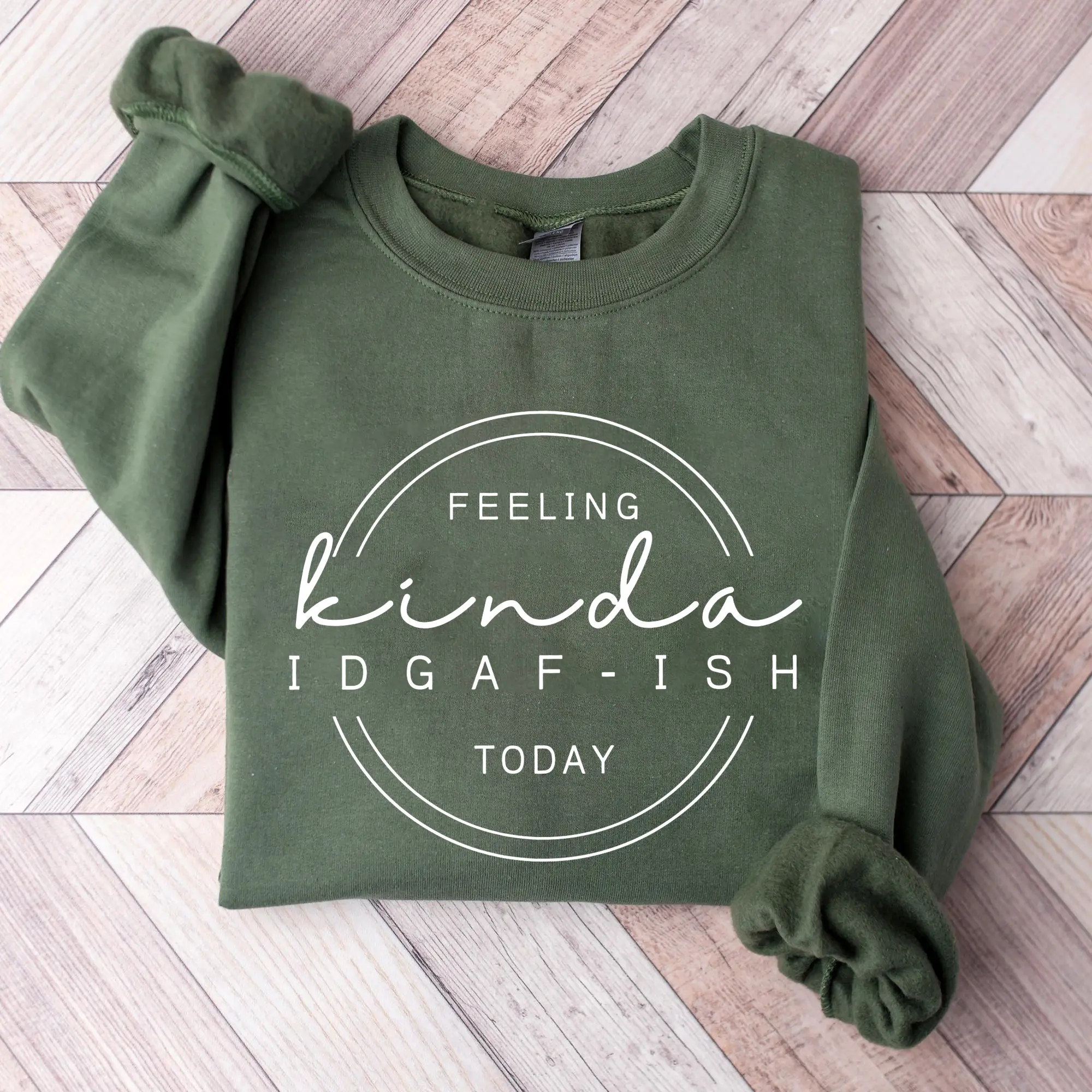Feeling Kinda IDGAF-ISH Today Graphic Sweatshirt, Funny Unisex Crewneck Pullover, Casual Long Sleeve Sweatshirt