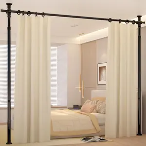 Room Divider Rod, No Drilling Partition, to Ceiling Tension Rod, 4-10ft(H) 28-70inch(W), Temporary Wall Divider for Privacy, Black