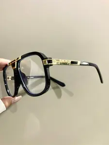 Vintage Flat Top Dual Beam Glasses, Fashion Trendy Frog Eyewear with Novelty Metal Hinges, Unisex Retro Eyewear