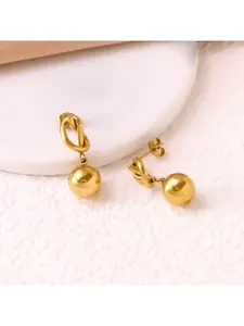 Minimalist Knot & Ball Drop Earrings, Stainless Steel Gold/Silver Tone Everyday Statement Earrings
