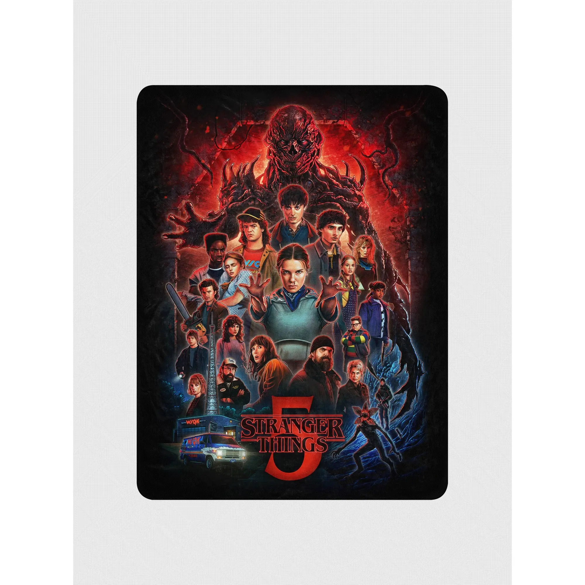 Netflix Stranger Things x Kyle Lambert Sherpa Blanket – Season 5 Art, Ultra-Soft Cozy Throw, Official Fan Gift