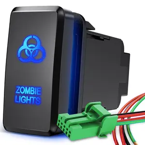 Nilight Zombie Lights Push Button Switch 12V ON Off Switch with Connector Wire Kit 1.54" x 0.83" Replacement for Toyota Tacoma Tundra 4Runner FJ Cruiser Hilux Fortuner
