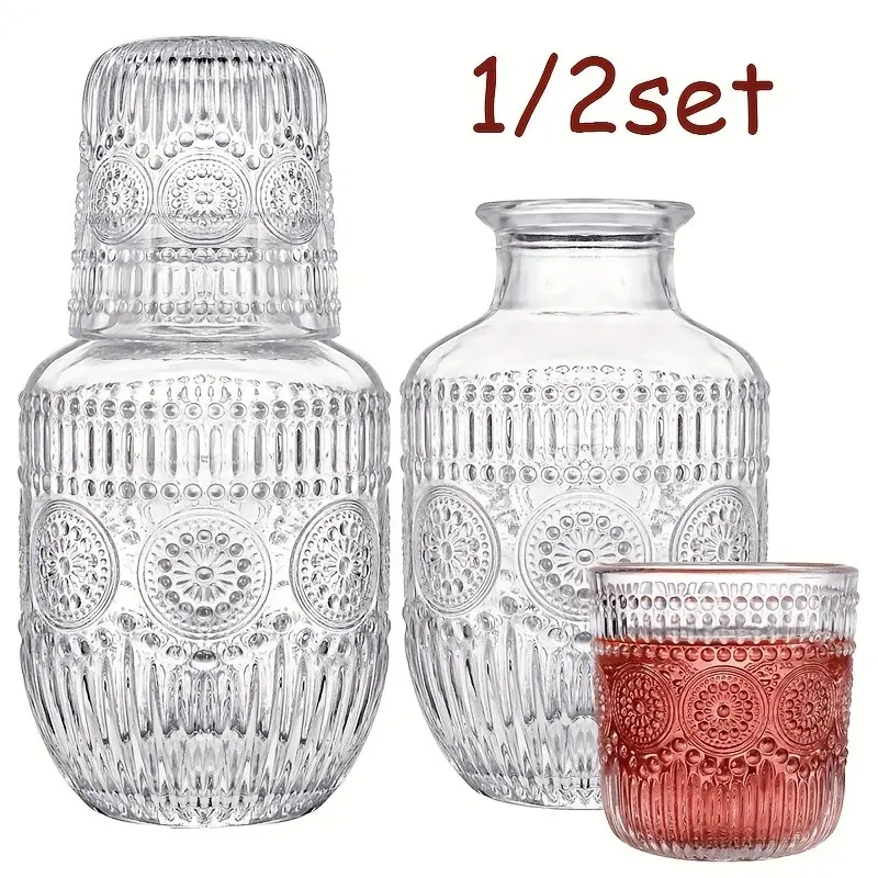 Elegant Glass Pitcher and Cup Set, Gorgeous Leaf Pattern, Durable Transparent Clear Glass, Stylish Modern Drinkware, Drinking Glasses, Essential for Home Decor, Glassware Set