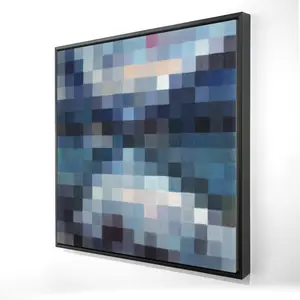 212 MAIN Pixelated Grid Mountain Landscape Nature Wall Print, 24x24 in, Vibrant Minimalist Modern Home Decor, Home Supplies Artwork