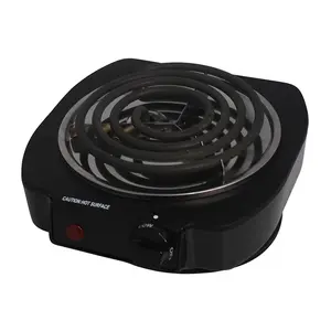 Electric Single Burner – Portable Single Coil Design (Rubber Feet for Stability), Sleek Matte Black Finish, Adjustable Temp Control, Power Indicator Light, Stainless Steel Drip Pan (Easy Clean), Ideal for Camping/RV/Office/Out