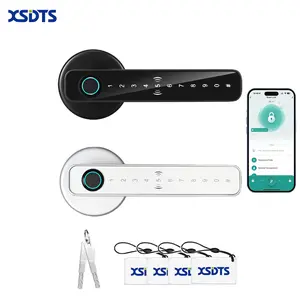 XSDTS Smart Door Lock with Knob Keyless Entry Fingerprint Handle App Control Remotely Generate Password for Bedroom Front Door Apartment Secure & Convenient