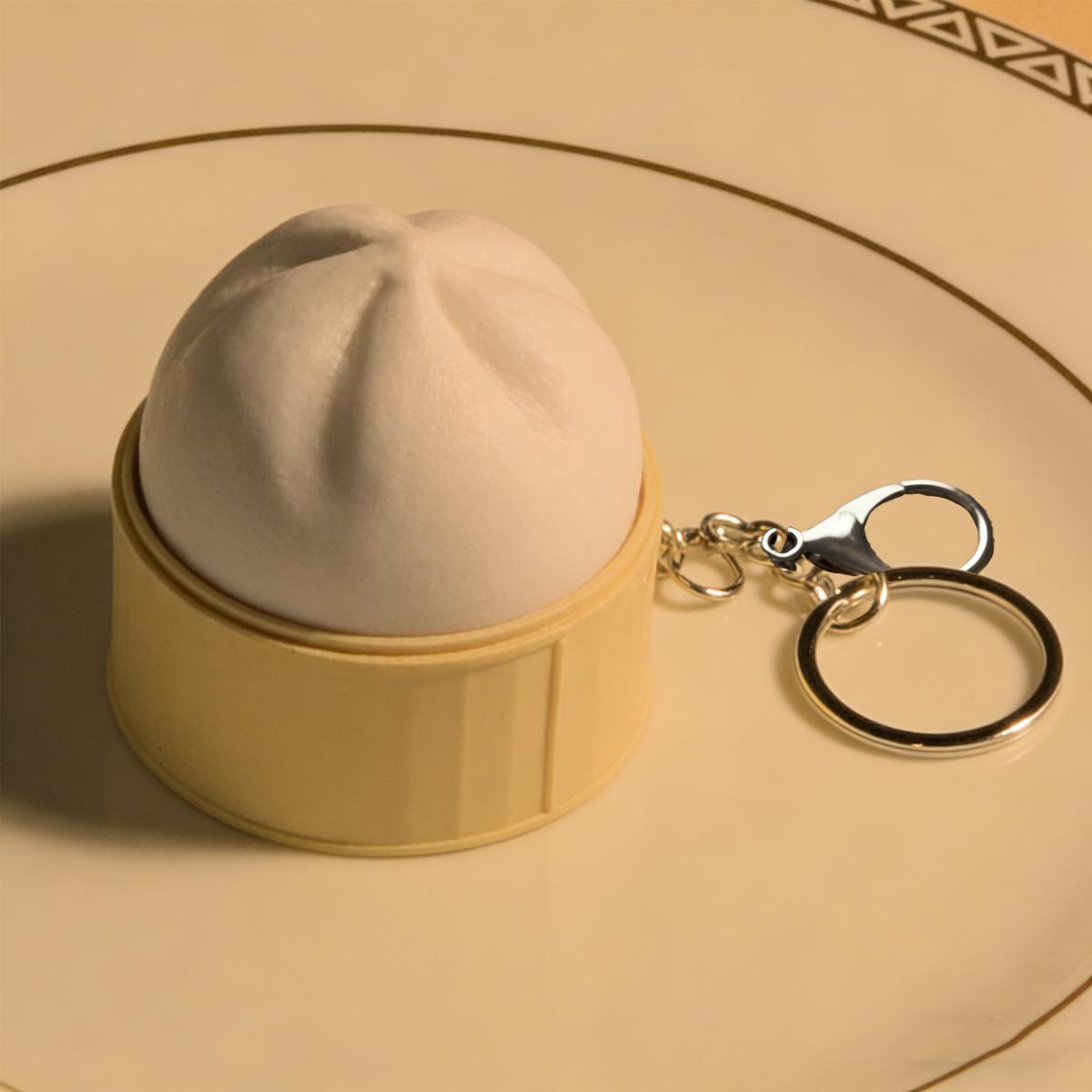 Cute Steamed Bun Squishy Keychain – Mini Baozi Stress Relief Fidget Toy, Press Button Decompression Toy Bag Pendant Keychain for Kids Adults, Funny Gift for Birthday Easter Party
