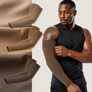 Ink Armor Sun Protection Sleeves for Brown Skin Tone Men Women UPF 50+, No-logo Tattoo Cover Up Compression Arm Sleeves for Tattoos, UV Protection Prevent Tattoo Fading & Ink Graying, Concealer for Work, Waterproof Breathable, No Slip Stretch Fit,summerwi