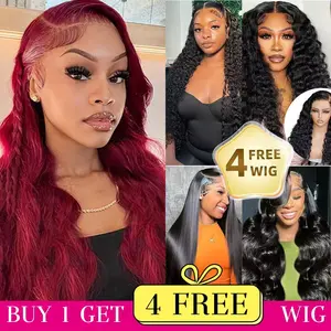 [Combo sale 26"&22"&22"&22"&22"]" buy 1 get 5wig " Lace Front Wigs 13x4 Human Hair with Baby Hair180% Density Human Hair Wigs for Black Women