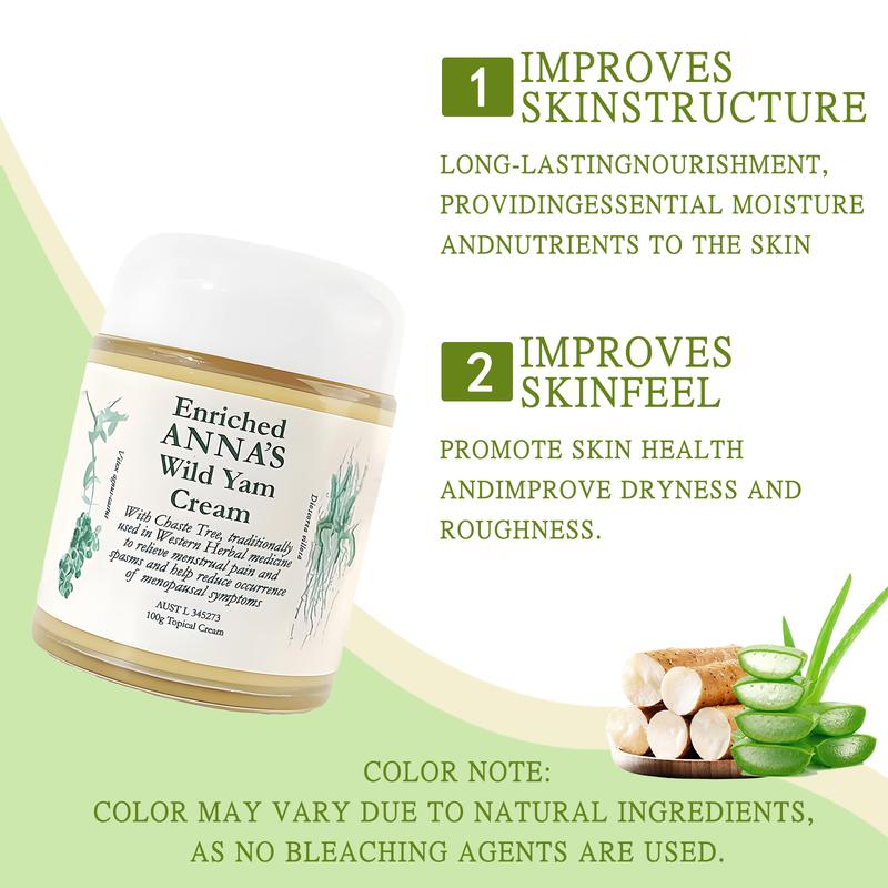 Enriched Anna's Wild Yam Cream Organic for Hormone Balance Women's Support for Perimenopause & Menopause All Skin Types 10g Topical Cream