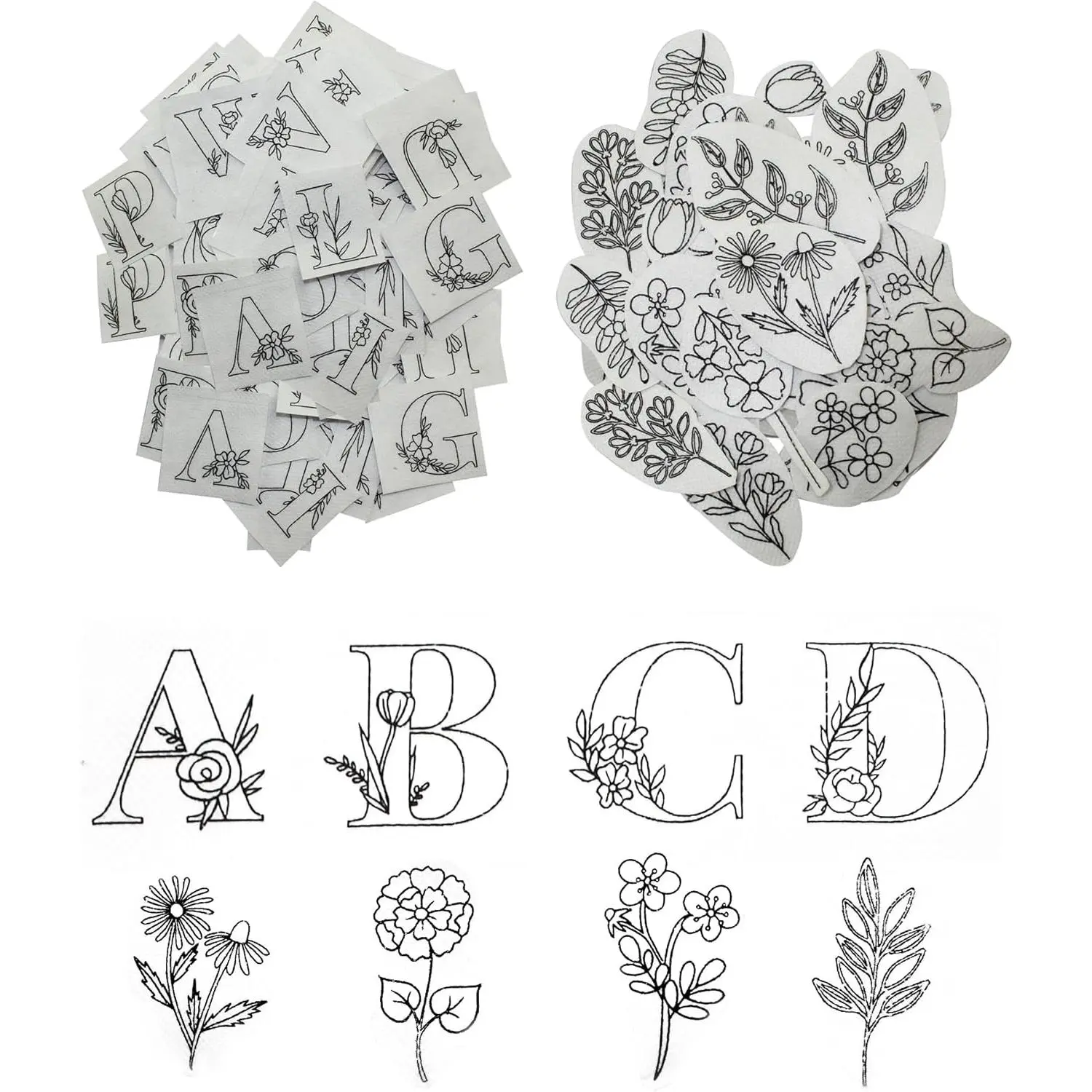 102 count Water Soluble Hand Sewing Stabilizers,Embroidery Stick and Stitch Embroidery Paper Wash Away Stabilizers,for Embroidery Stabilizers Flower Patterns,for Hand Sewing Lover Beginners.letter&Flower