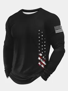 Men's Fashion 3D Print Long Sleeve T-Shirt Top, Casual Slim-Fitting Unlined All over Print, Compression Wear for All Seasons