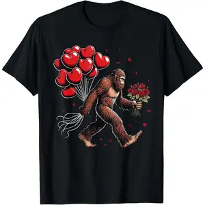 Bigfoot Valentines Day Funny Sasquatch Hearts Love T-Shirt